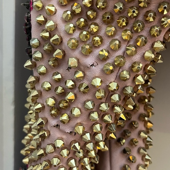 Philipp Plein Pink Leather Jacket w/ Studded Sleeves & Crystal Patches S As Is - Picture 14 of 16